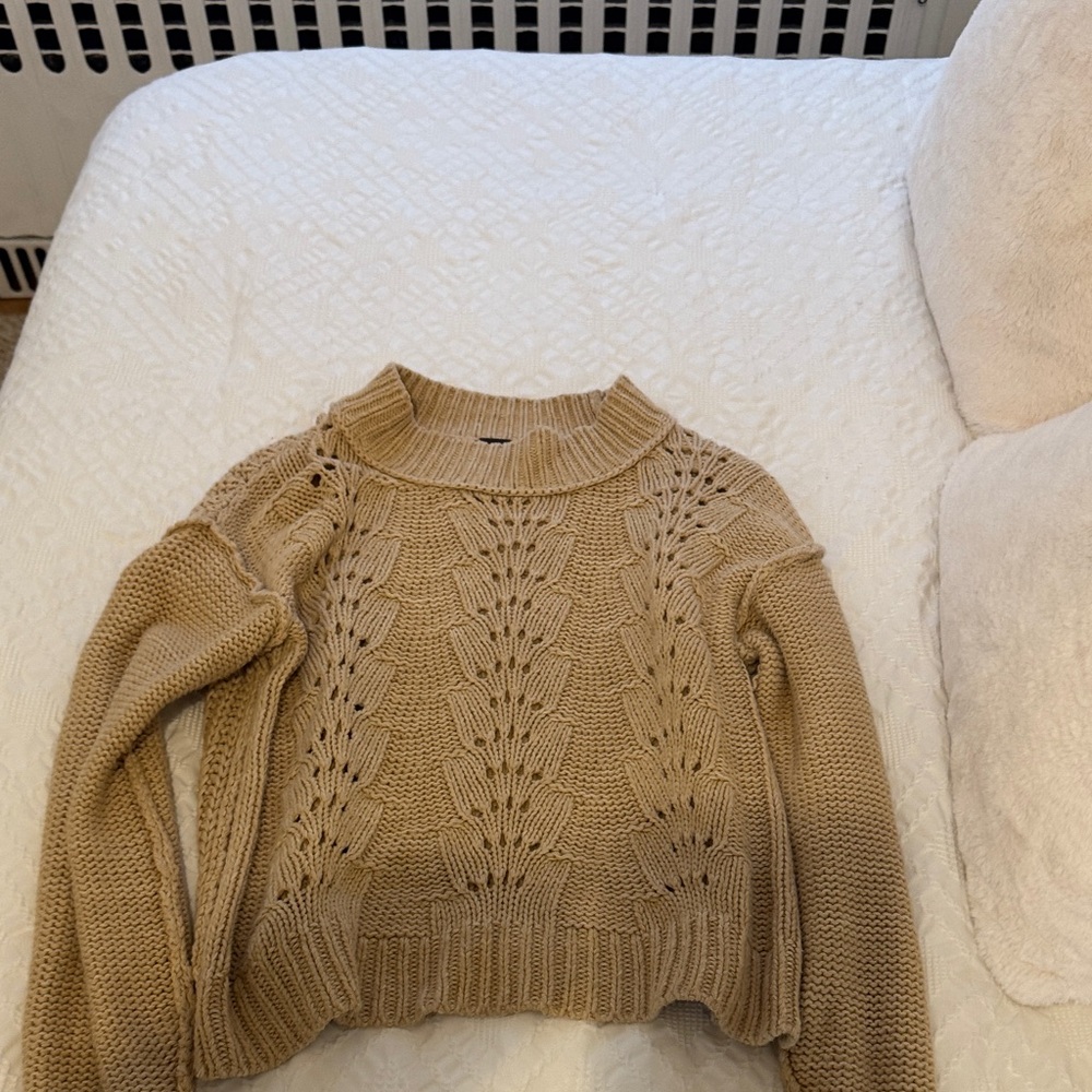 Free People Tan Knit Sweater
